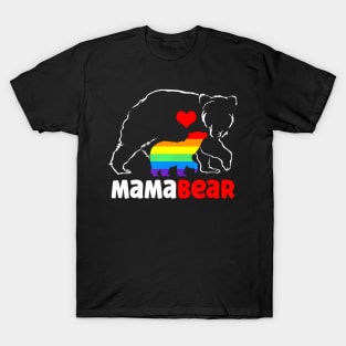 Mama Bear Proud Mom Rainbow Flag Lgbt Pride Mothers Day T-Shirt